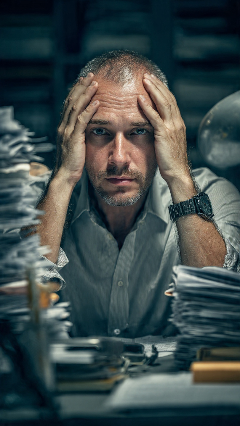 Profesional de reclutamiento estresado